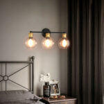 Modern Black and Gold Vanity Light with Bubbled Glass (3-Light)