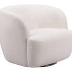 Ivory Shearling Style Swivel Chair with Armrest Support 18 Ivory Shearling Style Swivel Chair with Armrest Support