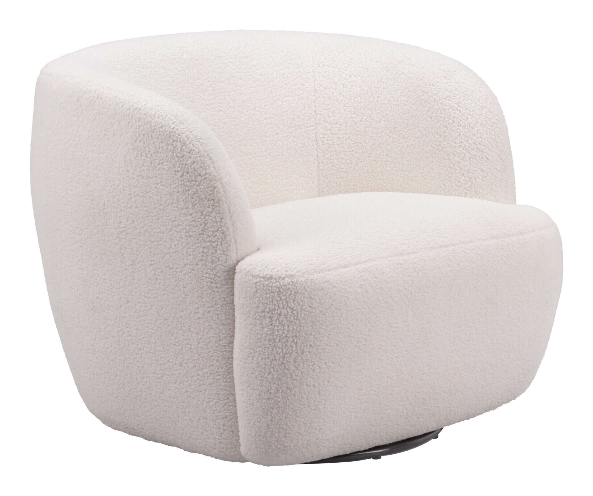 Ivory Shearling Style Swivel Chair with Armrest Support 8 Ivory Shearling Style Swivel Chair with Armrest Support - Image 8
