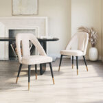 Ivory Dining Chair with Teddy Fabric and Steel Frame