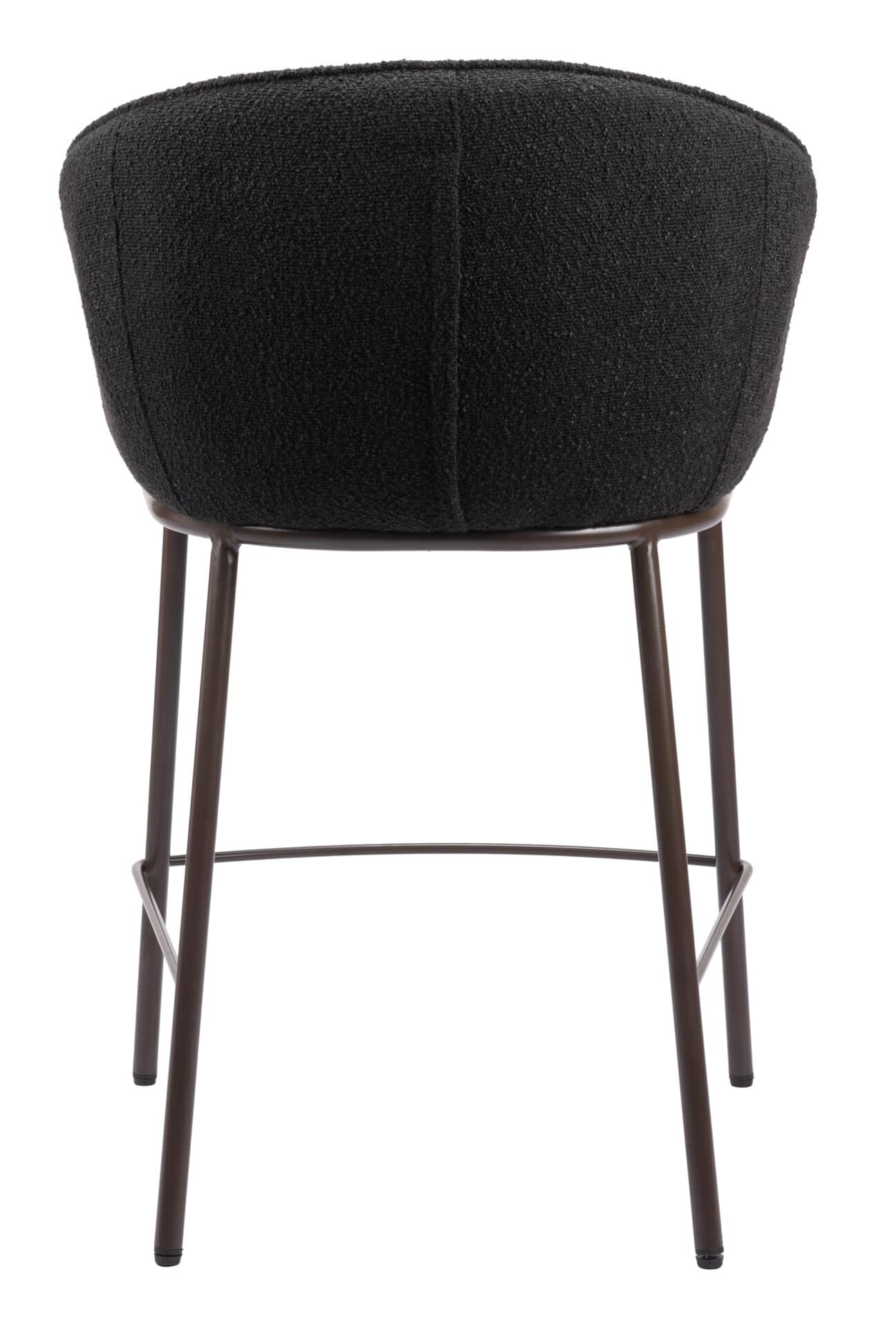 Black & Bronze Counter Stool with Teddy Fabric and Armrests 6 Black & Bronze Counter Stool with Teddy Fabric and Armrests - Image 6