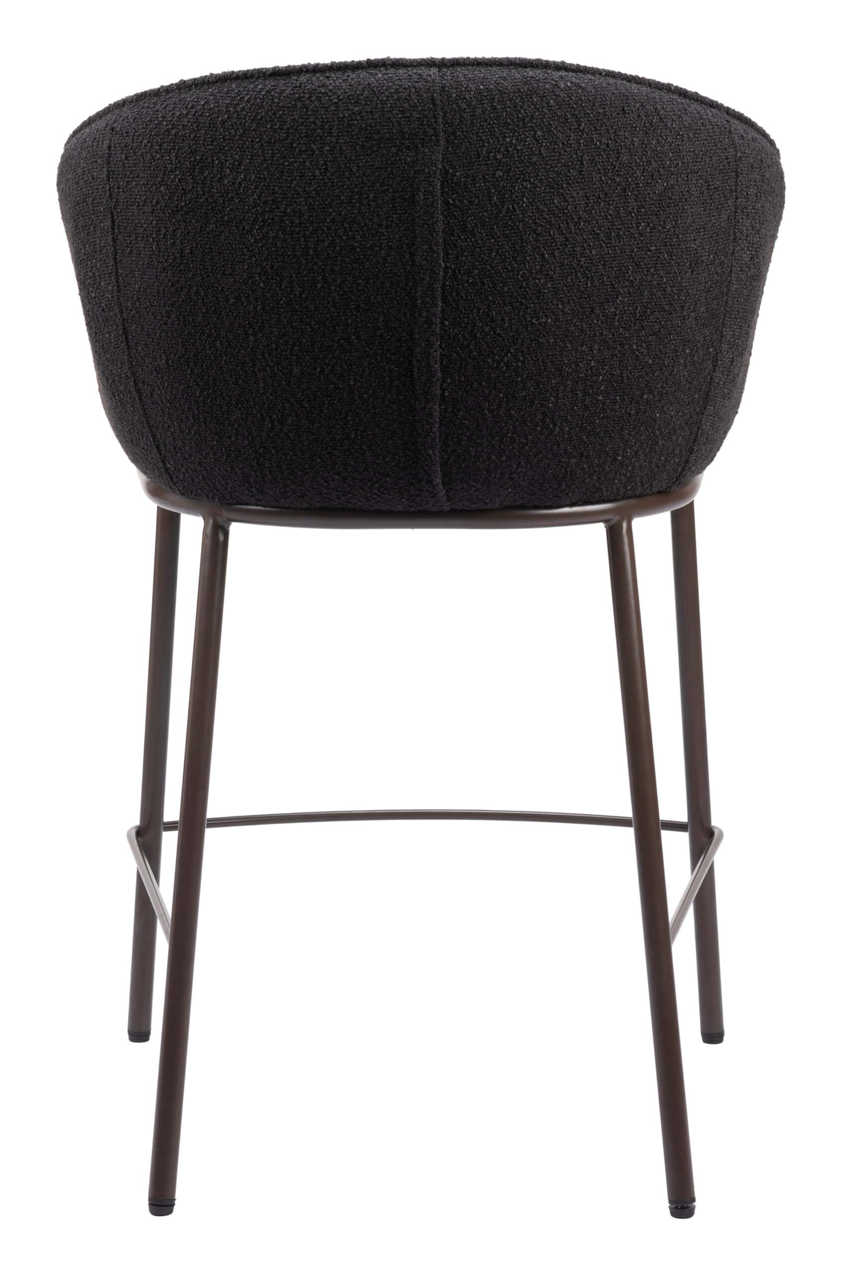 Black & Bronze Counter Stool with Teddy Fabric and Armrests 15 Black & Bronze Counter Stool with Teddy Fabric and Armrests