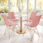 Pink Velvet Dining Chair with Metal Base (Set of 4) 11 Pink Velvet Dining Chair with Metal Base (Set of 4)