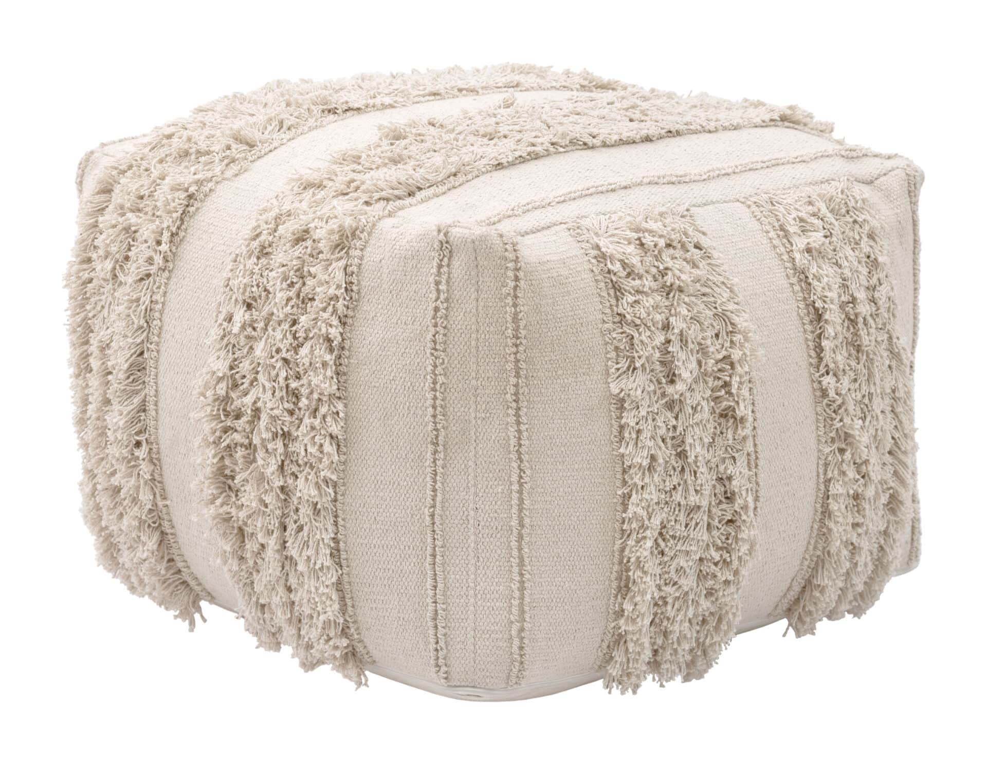 Woven Cotton Boho Chic Ottoman with Rubber Feet Protection 5 Woven Cotton Boho Chic Ottoman with Rubber Feet Protection - Image 5