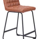 Brown Vinyl Tufted Counter Stool with Steel Frame (Set of 2)