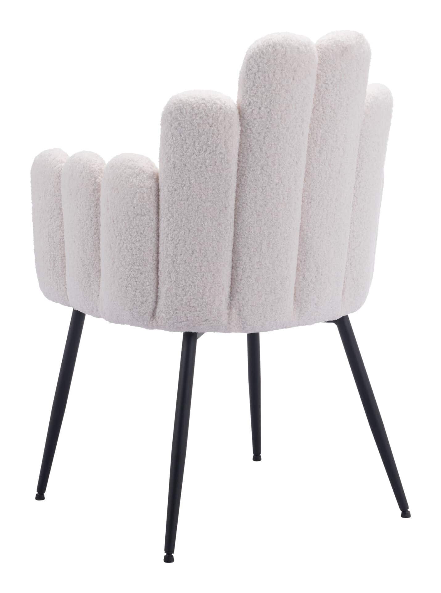 Ivory Shearling Style Dining Chair with Steel Frame (Set of 2) 7 Ivory Shearling Style Dining Chair with Steel Frame (Set of 2) - Image 7