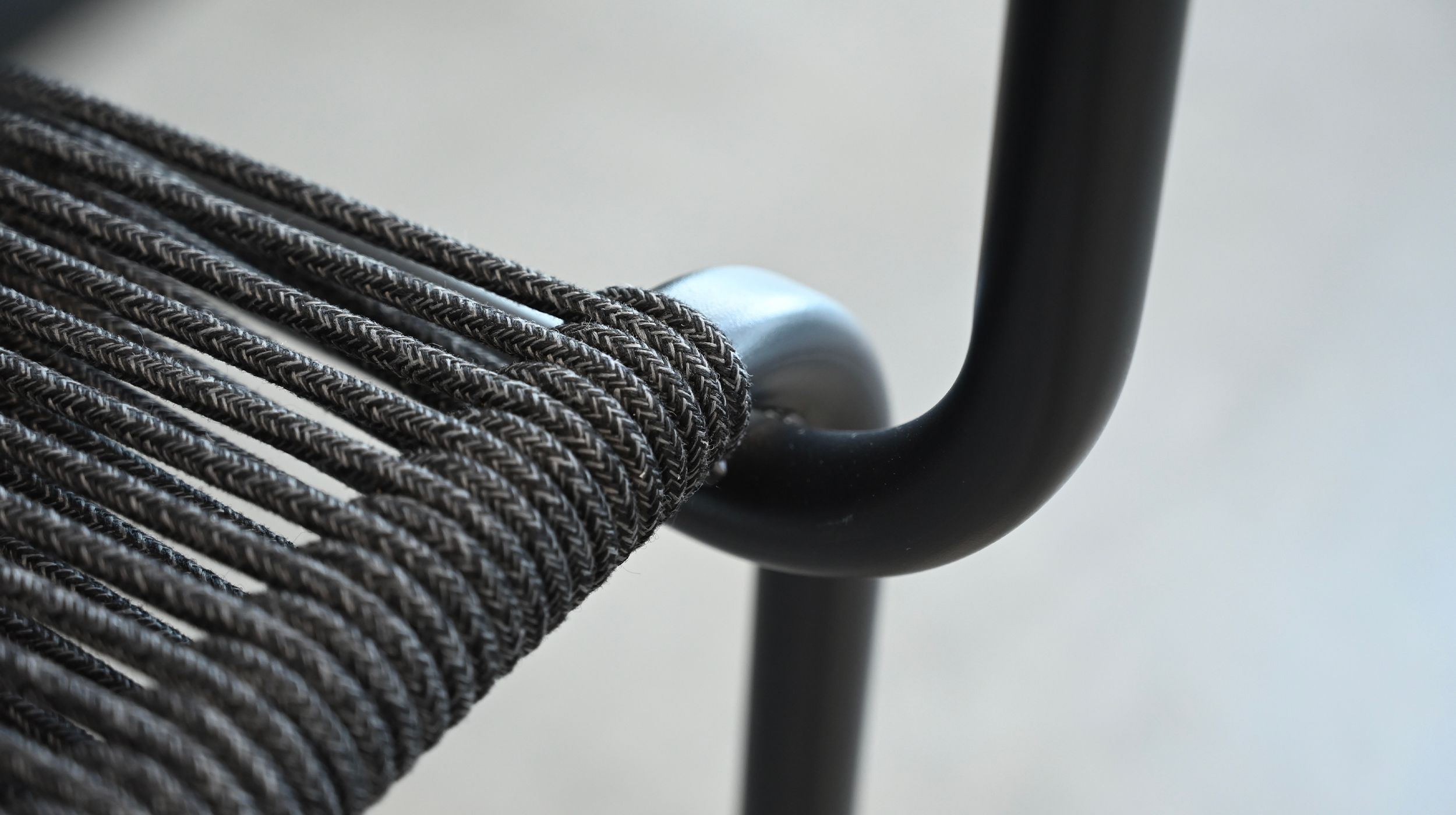 castile coal black rope indoor outdoor dining armchair