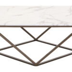 Square Faux Marble Coffee Table with Antique Bronze Base