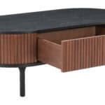 Black & Walnut Coffee Table with Storage Drawer and Oval Top 15 Black & Walnut Coffee Table with Storage Drawer and Oval Top