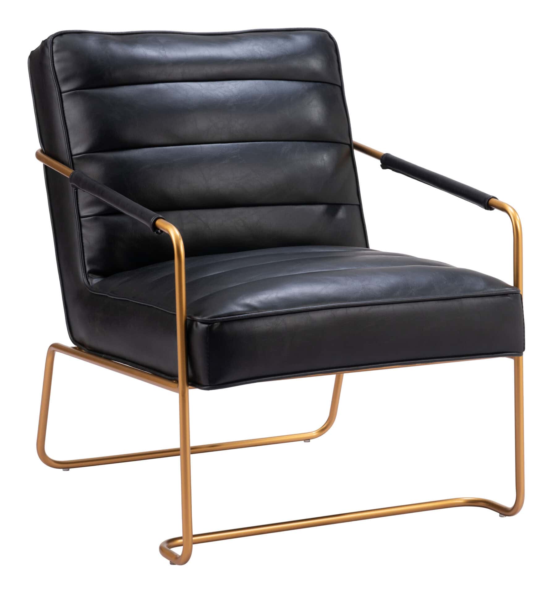 Modern Tufted Vinyl Accent Chair with Powder-Coated Steel Base 7 Modern Tufted Vinyl Accent Chair with Powder-Coated Steel Base - Image 7