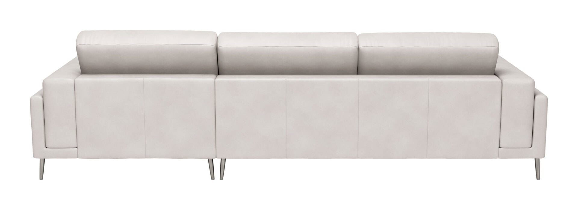 Modern Beige Leather Chaise Sectional with Steel Legs 4 Modern Beige Leather Chaise Sectional with Steel Legs - Image 4