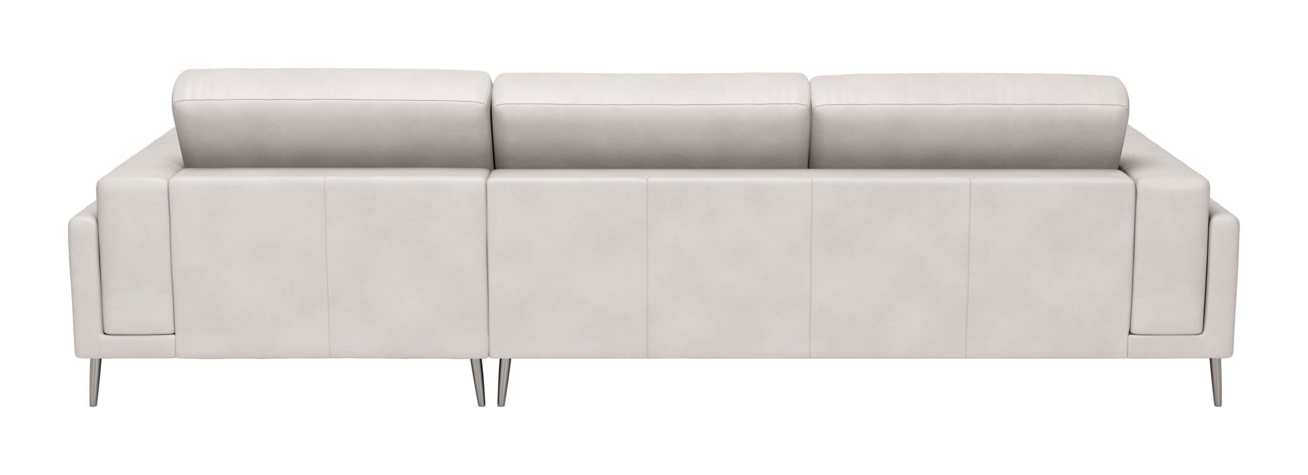 Modern Beige Leather Chaise Sectional with Steel Legs 10 Modern Beige Leather Chaise Sectional with Steel Legs