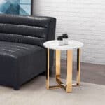 Elegant White Faux Marble End Table with Gold Cross Base 10 Elegant White Faux Marble End Table with Gold Cross Base
