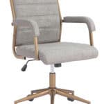 Modern Beige Vinyl Office Chair with Adjustable Height and Swivel