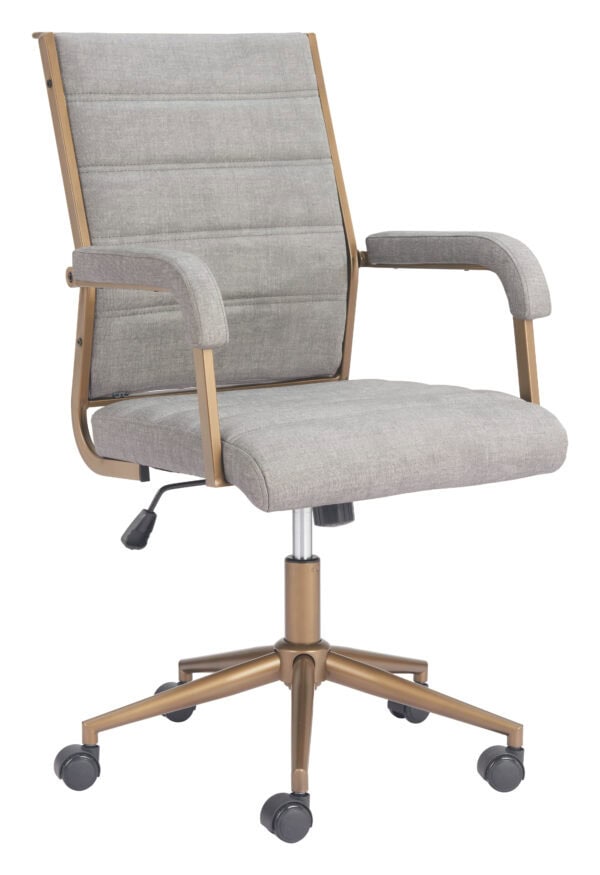 Modern Beige Vinyl Office Chair with Adjustable Height and Swivel