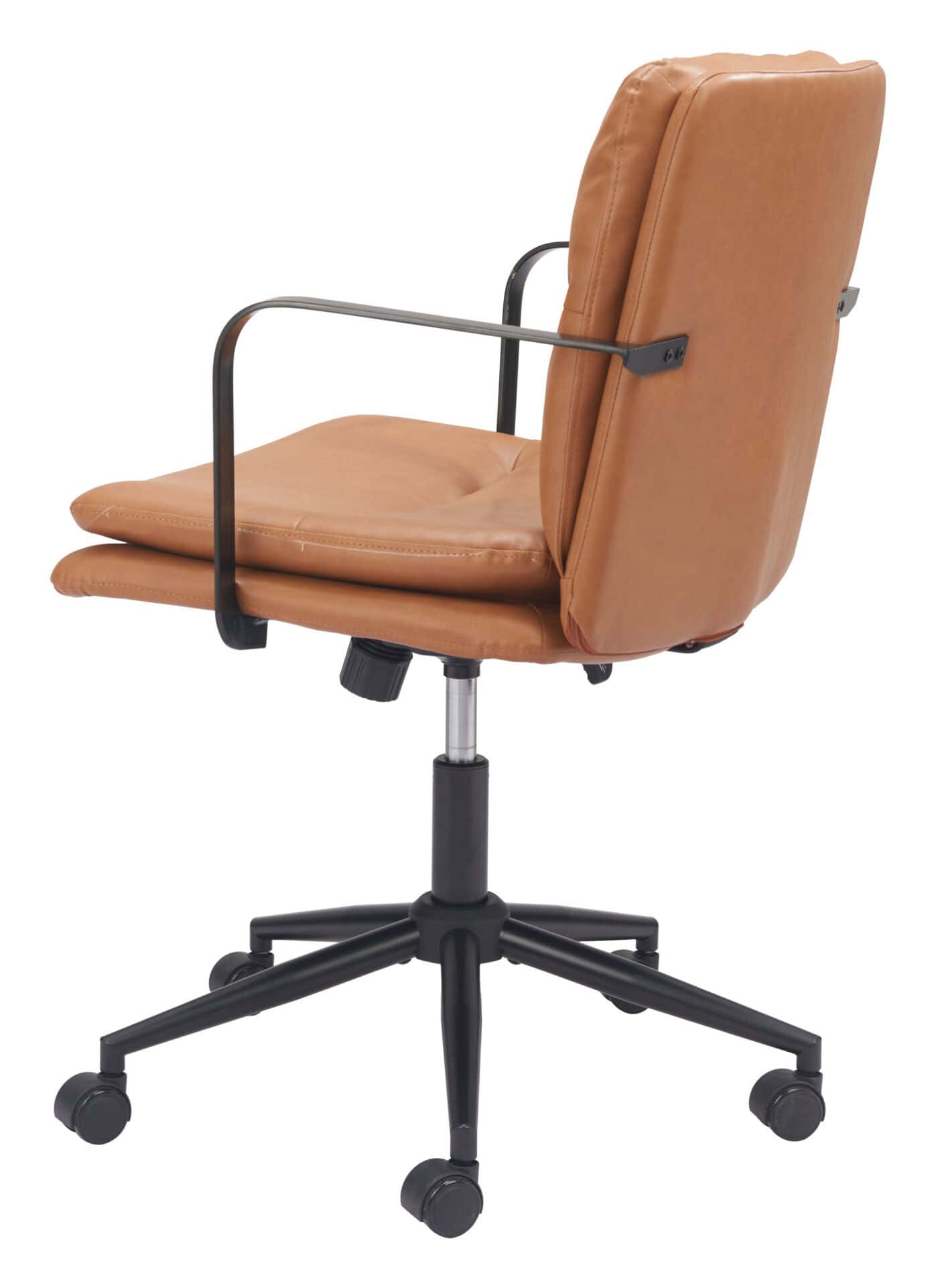 Modern Brown Office Chair with Adjustable Height and Faux Leather Finish 5 Modern Brown Office Chair with Adjustable Height and Faux Leather Finish - Image 5