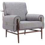 Gray Contemporary Accent Chair with Padded Armrests and Steel Frame 8 Gray Contemporary Accent Chair with Padded Armrests and Steel Frame