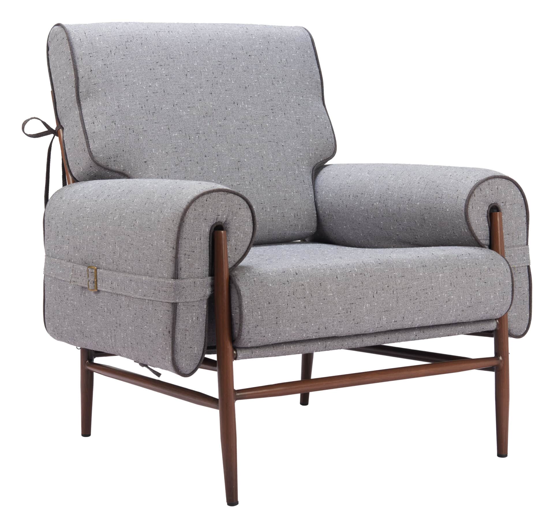Gray Contemporary Accent Chair with Padded Armrests and Steel Frame 1 Gray Contemporary Accent Chair with Padded Armrests and Steel Frame