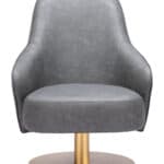 Gray Swivel Accent Chair with Faux Leather and Armrest Support 10 Gray Swivel Accent Chair with Faux Leather and Armrest Support