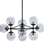 Mid-Century Black Metal Ceiling Lamp with Clear Glass Globes 10 Mid-Century Black Metal Ceiling Lamp with Clear Glass Globes