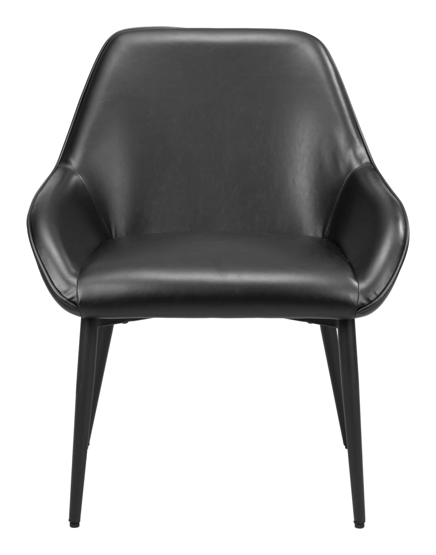 Black Modern Faux Leather Dining Chair with Steel Frame (Set of 2) 3 Black Modern Faux Leather Dining Chair with Steel Frame (Set of 2) - Image 3