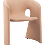 Modern Tan Dining Chair with Steel Frame and Armrest Support