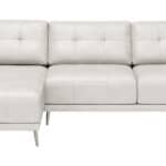Modern Beige Leather Sectional with Steel Legs and Tufted Seat 9 Modern Beige Leather Sectional with Steel Legs and Tufted Seat