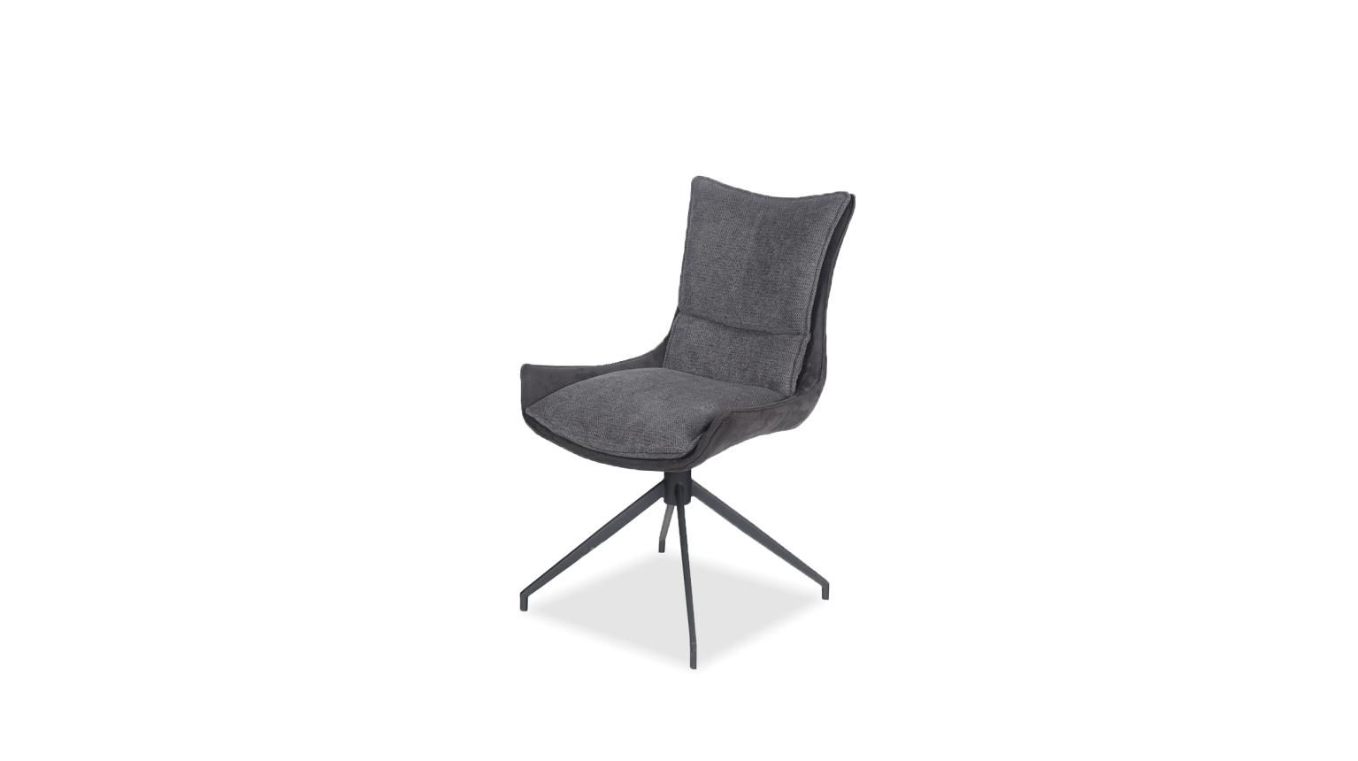 vita steel grey fabric dining chair black metal base