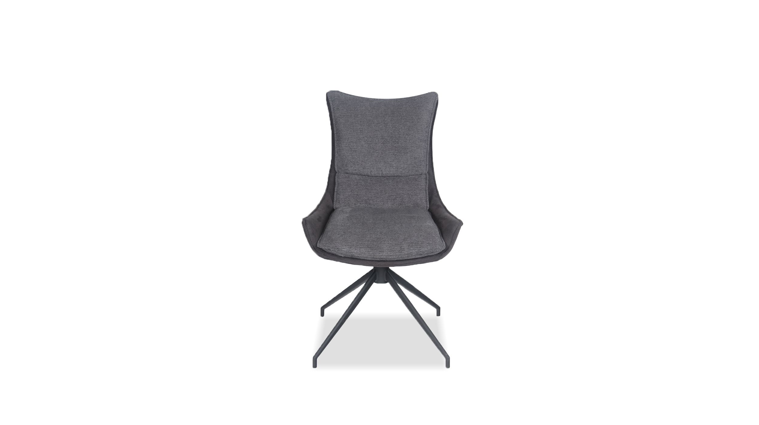 vita steel grey fabric dining chair black metal base