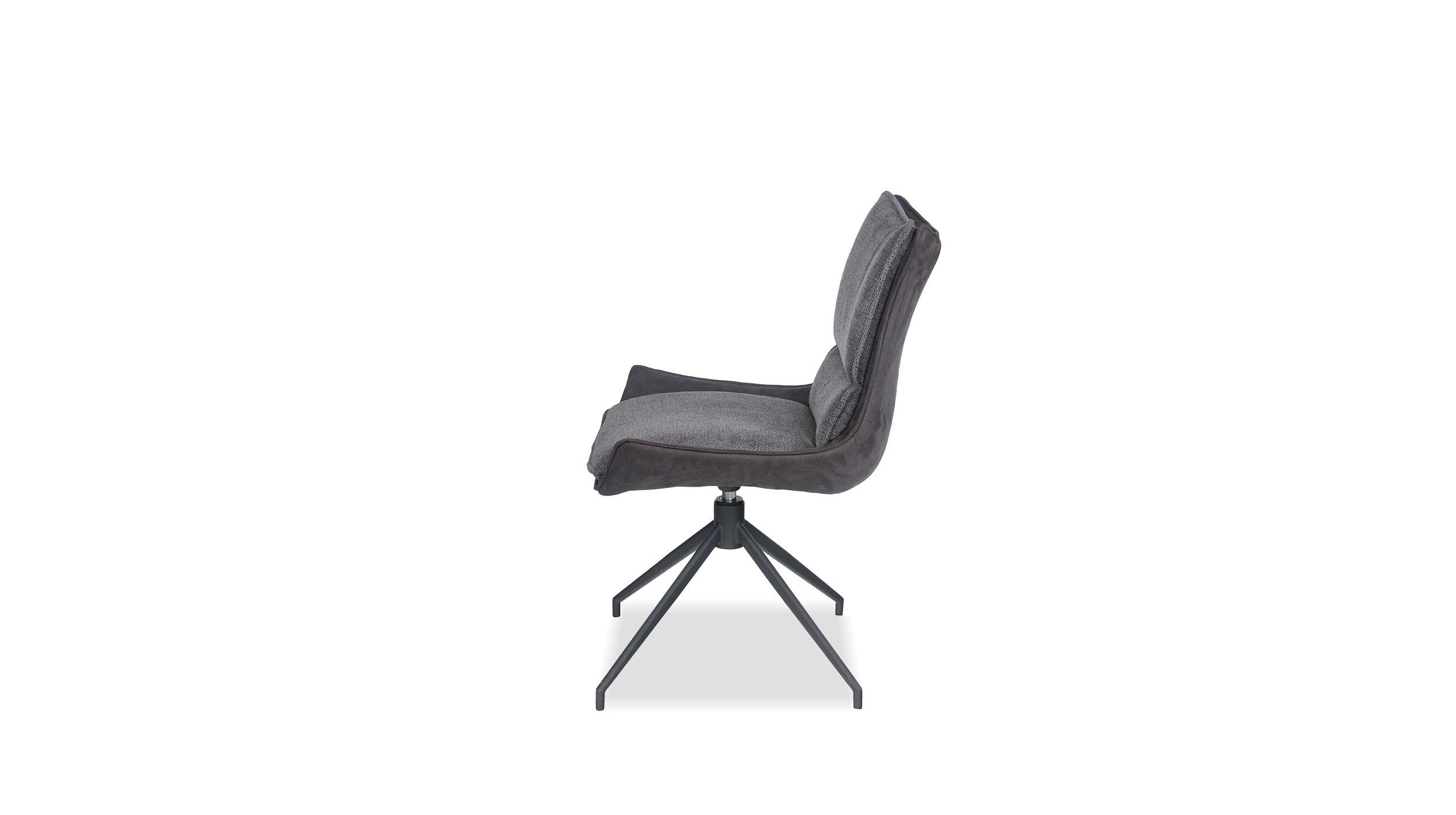 vita steel grey fabric dining chair black metal base