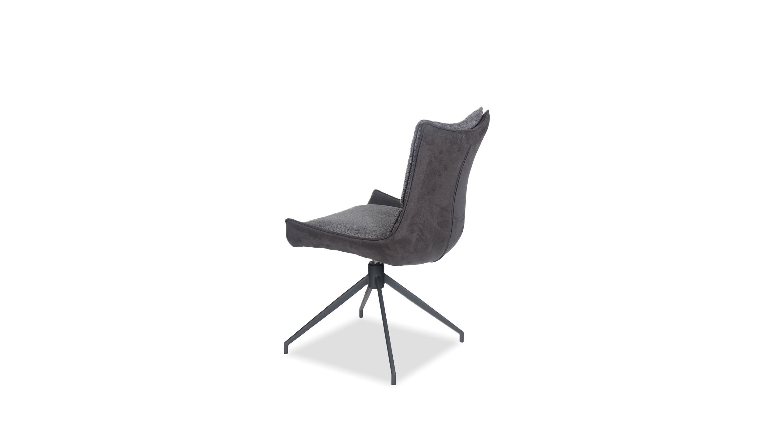 vita steel grey fabric dining chair black metal base