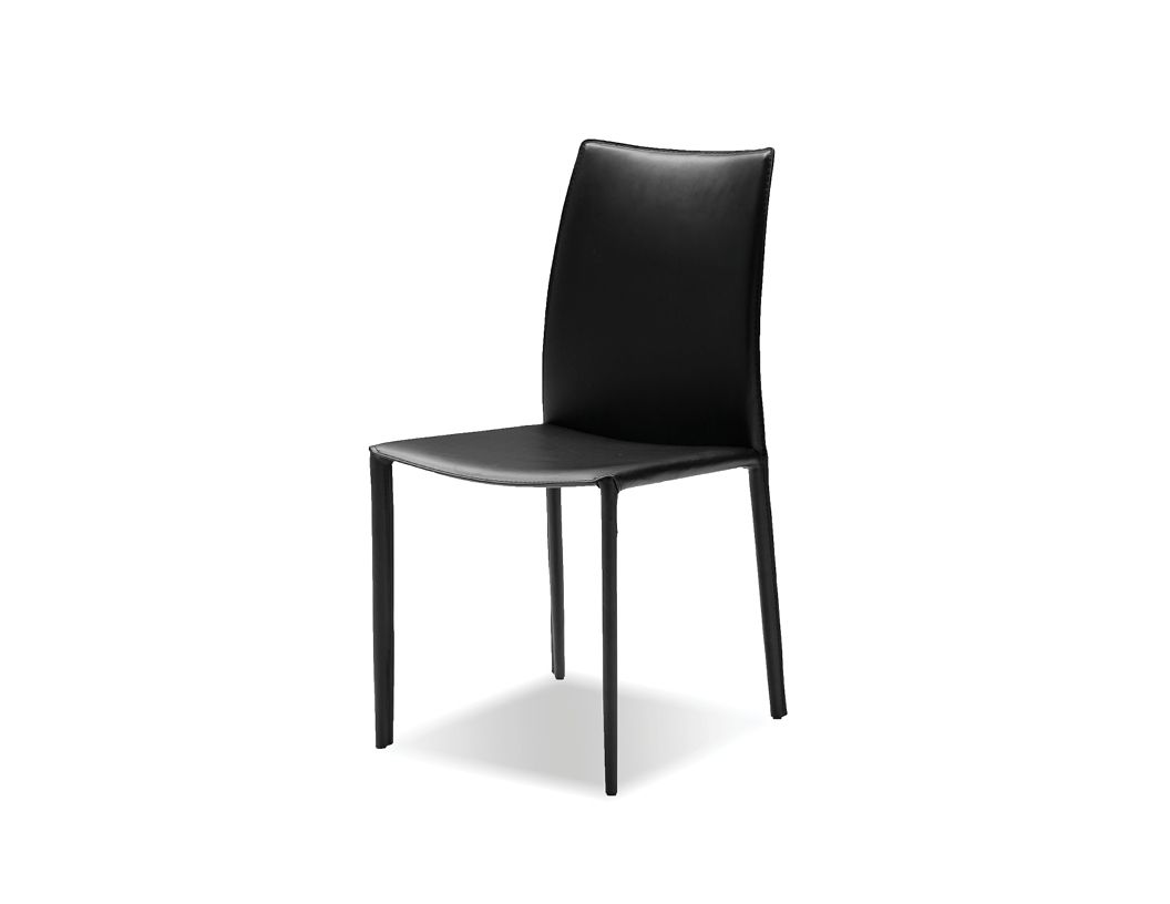 zak black leather dining chair steel legs