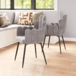 Velvet Dining Chair with Steel Frame and Armrest Support (Set of 2) 10 Velvet Dining Chair with Steel Frame and Armrest Support (Set of 2)