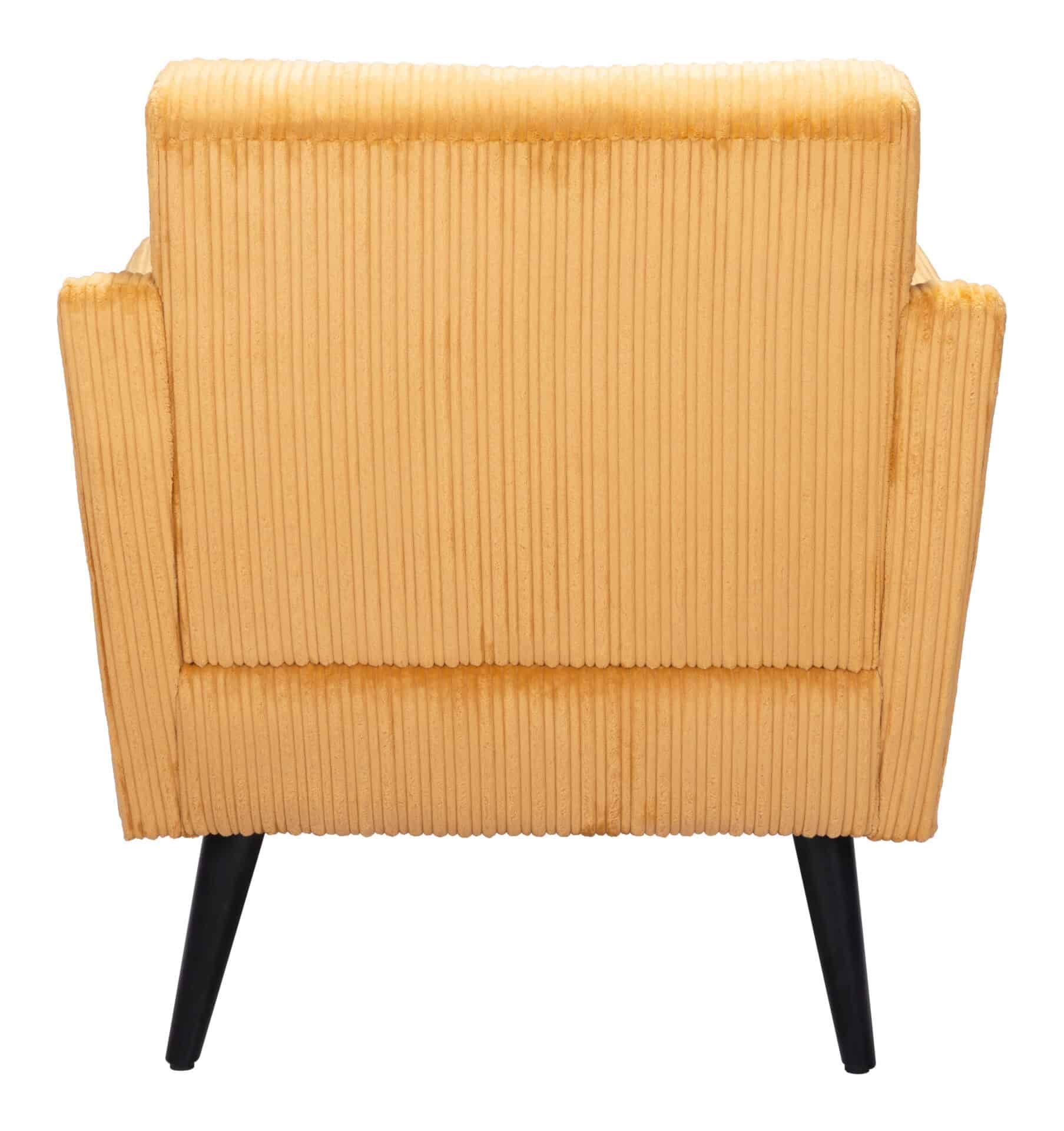 Boho Chic Yellow Accent Chair with Wood Legs and Tufted Seat 5 Boho Chic Yellow Accent Chair with Wood Legs and Tufted Seat - Image 5