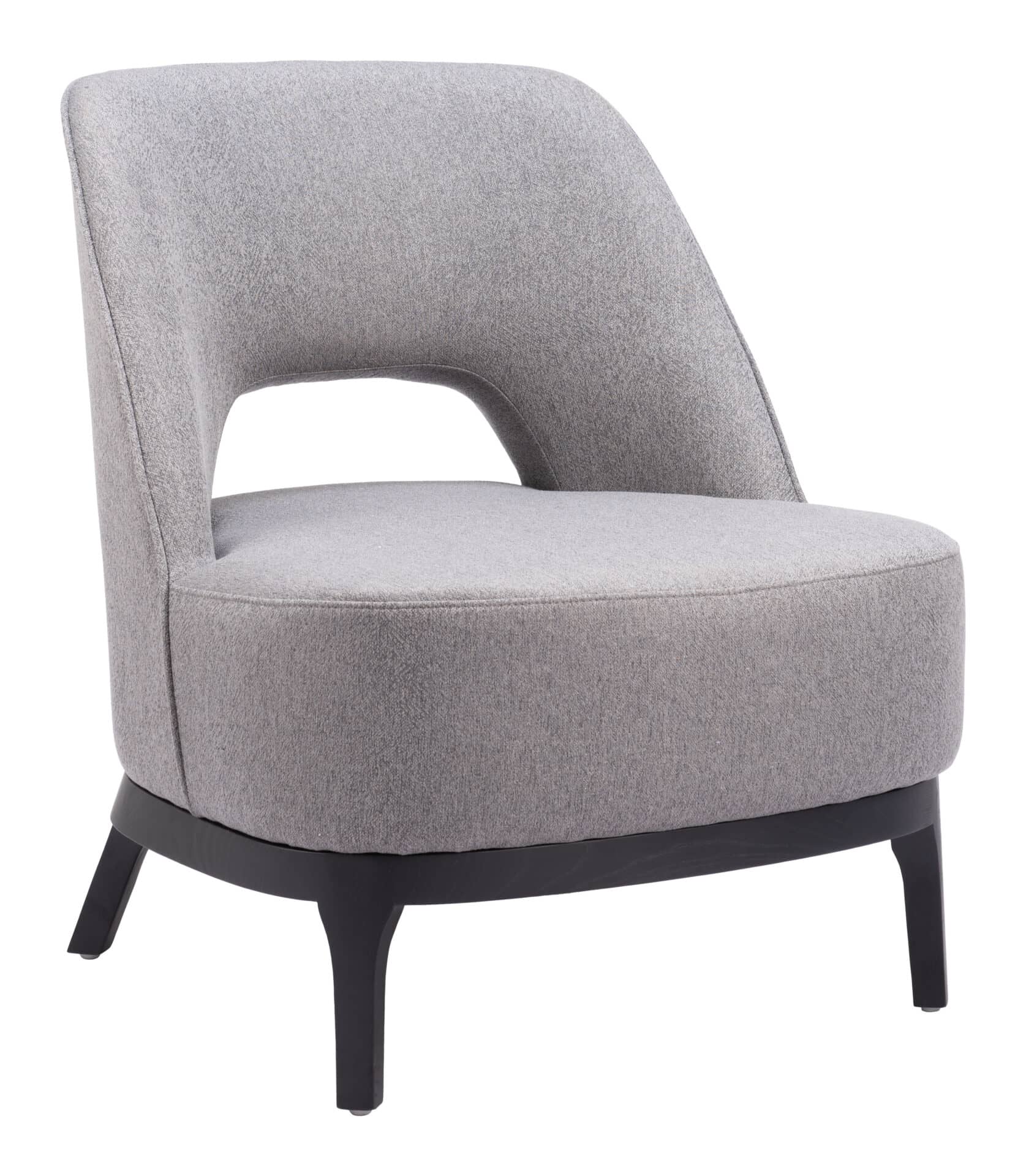 Gray Vinyl Accent Chair with Wood Base and Rubber Feet Protection 2 Gray Vinyl Accent Chair with Wood Base and Rubber Feet Protection - Image 2