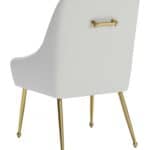 White and Gold Upholstered Armchair with Cushioned Back and Armrest 17 White and Gold Upholstered Armchair with Cushioned Back and Armrest
