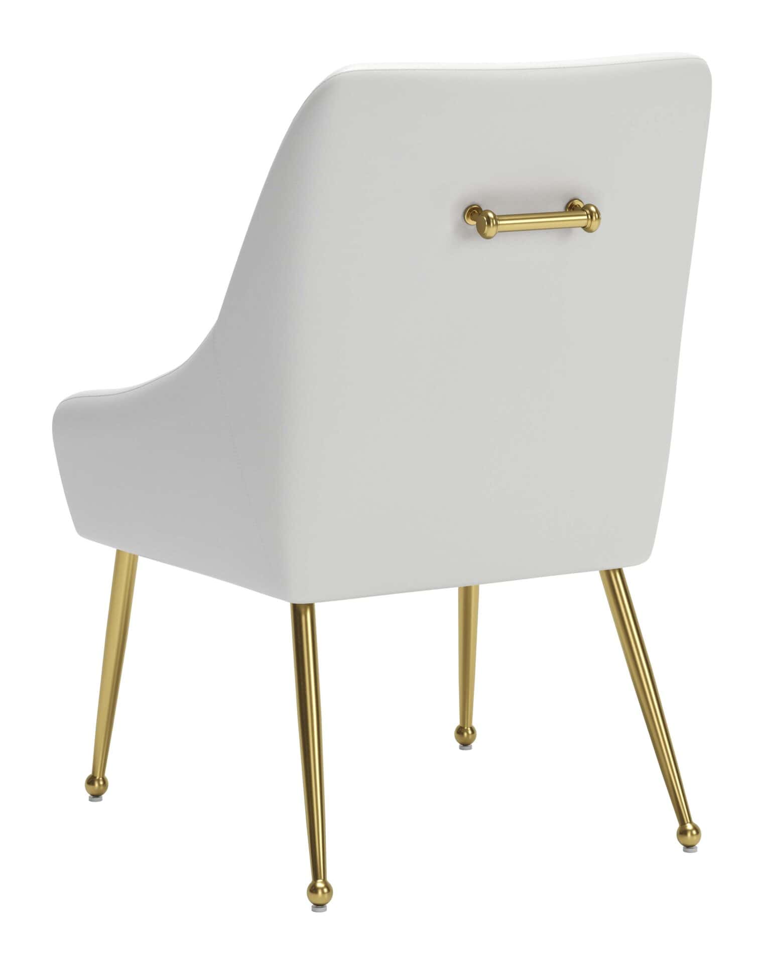 White and Gold Upholstered Armchair with Cushioned Back and Armrest 7 White and Gold Upholstered Armchair with Cushioned Back and Armrest - Image 7
