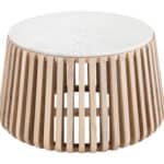Round White Marble Coffee Table with Natural Wood Frame 7 Round White Marble Coffee Table with Natural Wood Frame