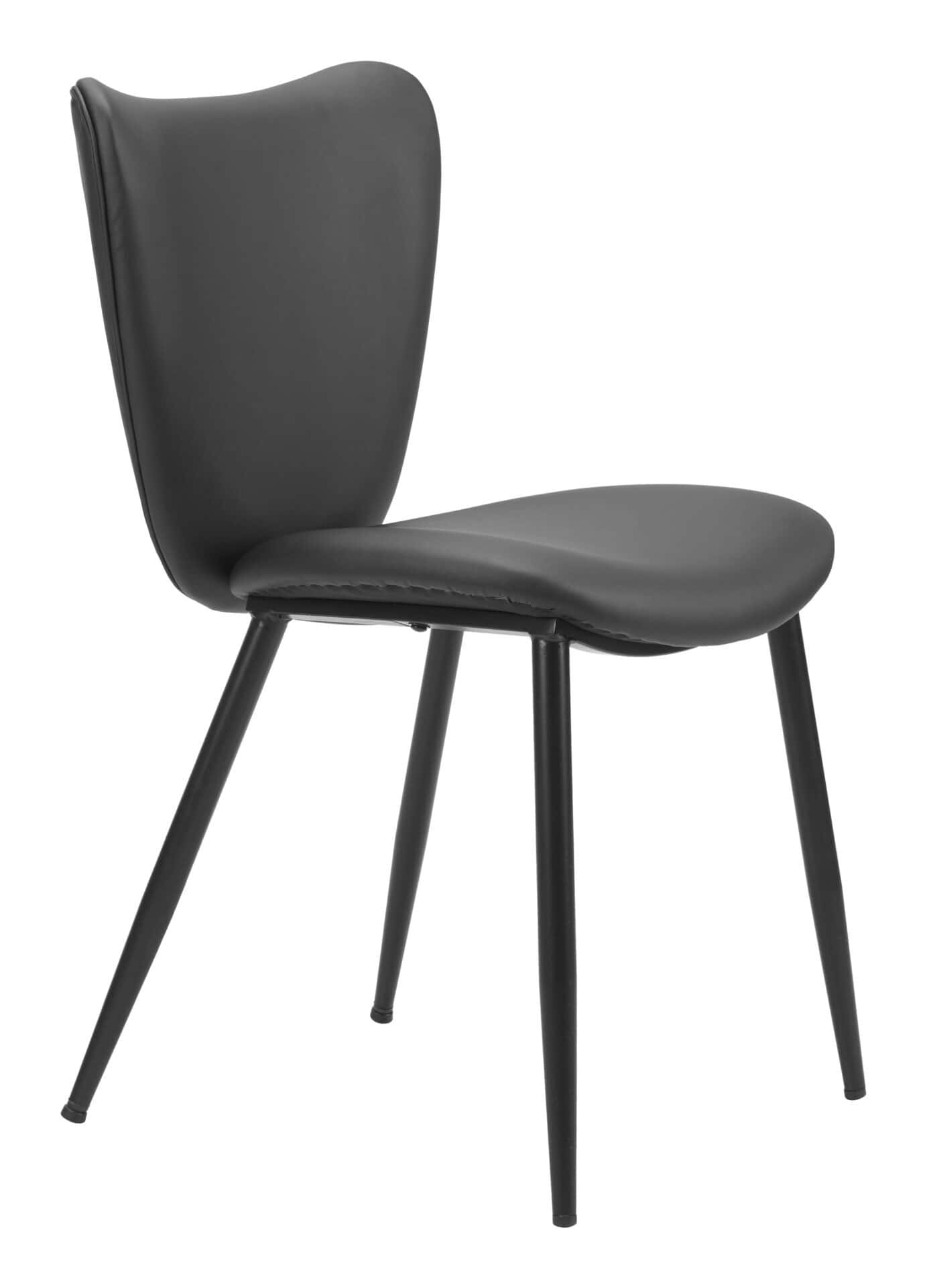 Black Vinyl Dining Chair with Steel Frame (Set of 2) 6 Black Vinyl Dining Chair with Steel Frame (Set of 2) - Image 6