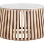 Round White Marble Coffee Table with Natural Wood Frame 6 Round White Marble Coffee Table with Natural Wood Frame