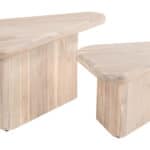 Natural Acacia Wood Boho Coffee Table Set with Triangular Tops (Set of 2) 9 Natural Acacia Wood Boho Coffee Table Set with Triangular Tops (Set of 2)