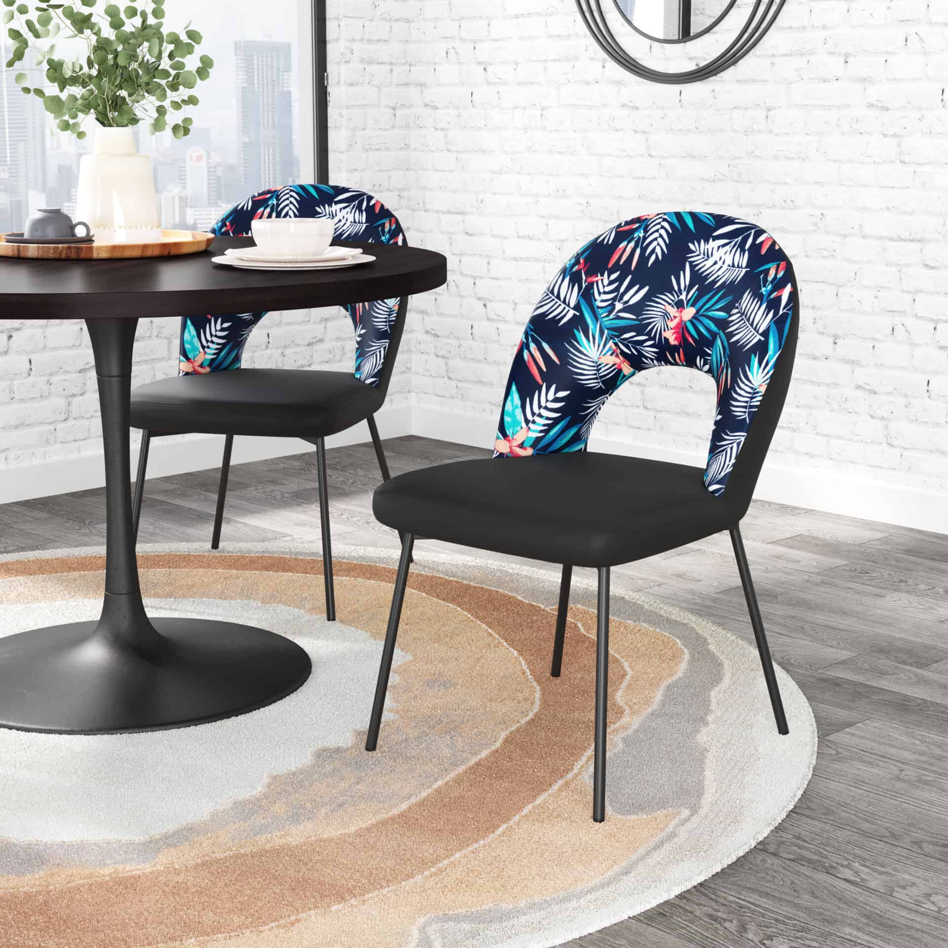 Multicolor Velvet Dining Chairs with Steel Frame (Set of 2) 1 Multicolor Velvet Dining Chairs with Steel Frame (Set of 2)