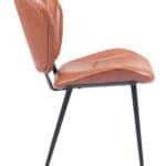Vintage Brown Faux Leather Dining Chairs with Steel Frame (Set of 2)