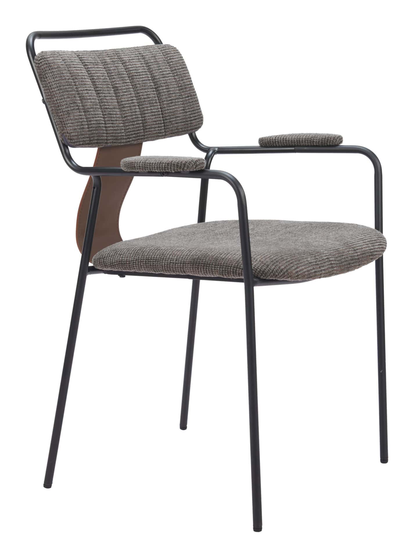 Butterscotch Brown Upholstered Dining Chair with Arms, Steel Frame (Set of 2) 6 Butterscotch Brown Upholstered Dining Chair with Arms, Steel Frame (Set of 2) - Image 6