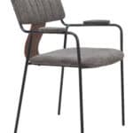 Butterscotch Brown Upholstered Dining Chair with Arms, Steel Frame (Set of 2) 14 Butterscotch Brown Upholstered Dining Chair with Arms, Steel Frame (Set of 2)