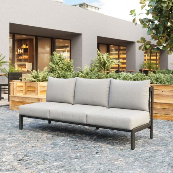 Gray Horizon Sofa with Removable Cushions and Aluminum Legs