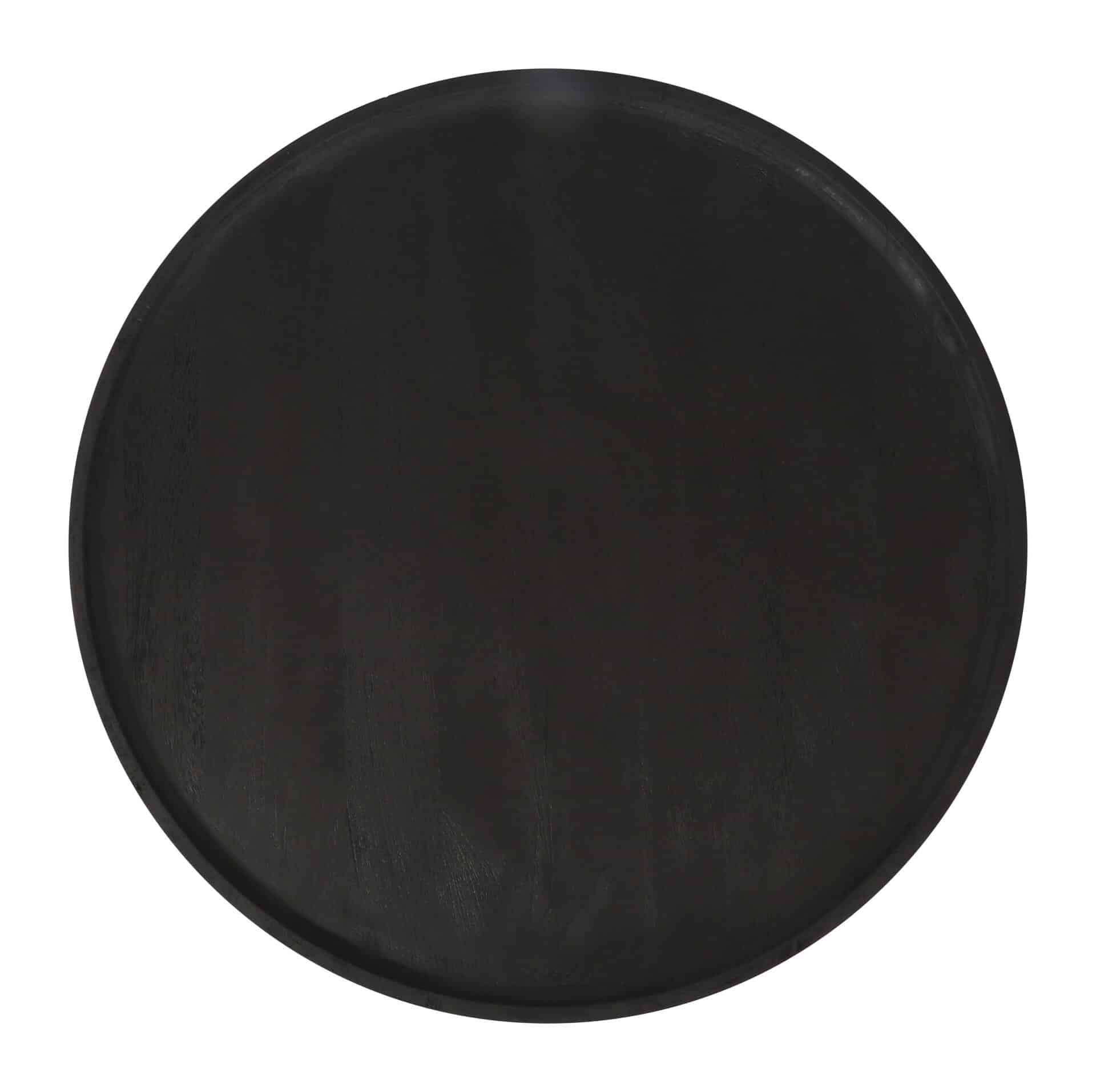 Sleek Black Mango Wood Round Coffee Table with Rubber Feet 4 Sleek Black Mango Wood Round Coffee Table with Rubber Feet - Image 4