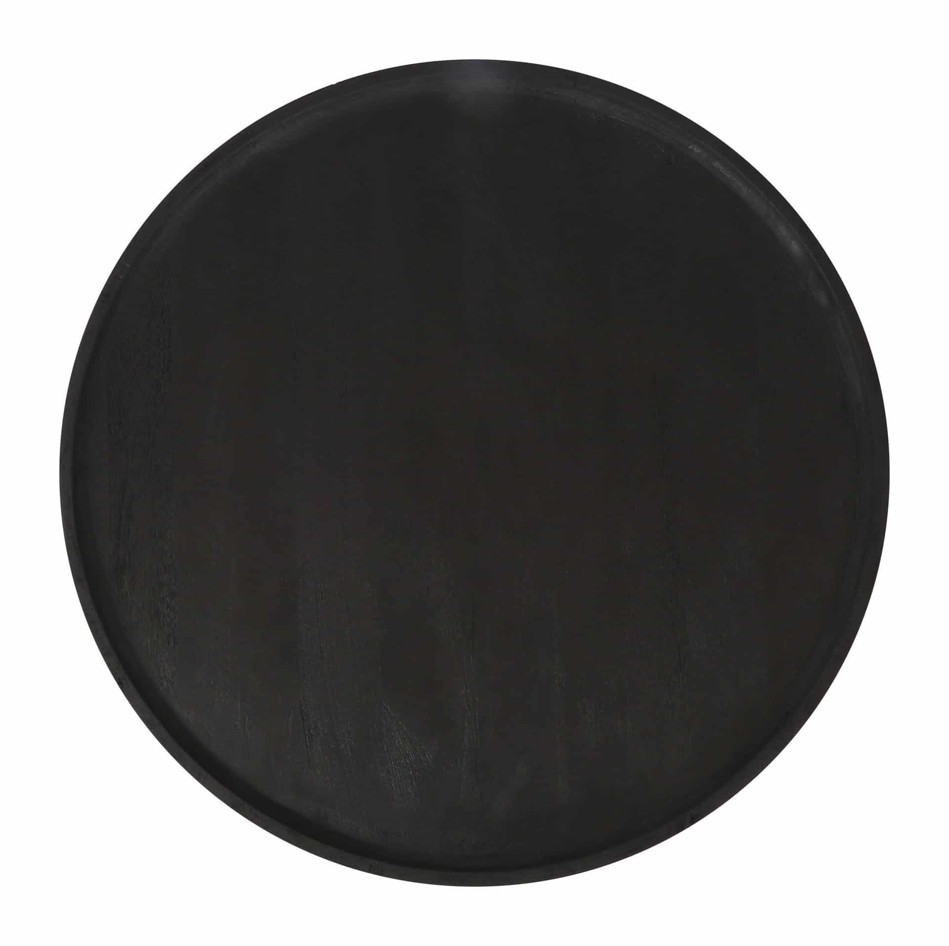 Sleek Black Mango Wood Round Coffee Table with Rubber Feet 9 Sleek Black Mango Wood Round Coffee Table with Rubber Feet