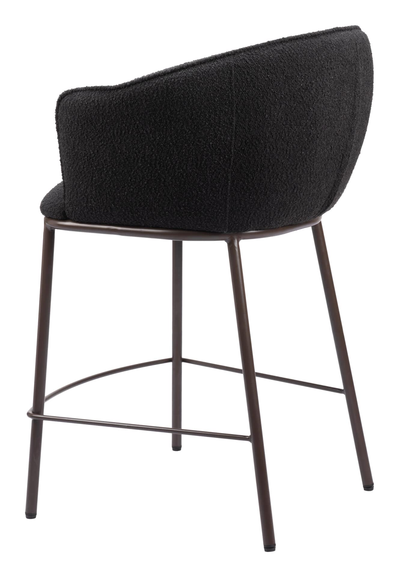 Black & Bronze Counter Stool with Teddy Fabric and Armrests 7 Black & Bronze Counter Stool with Teddy Fabric and Armrests - Image 7