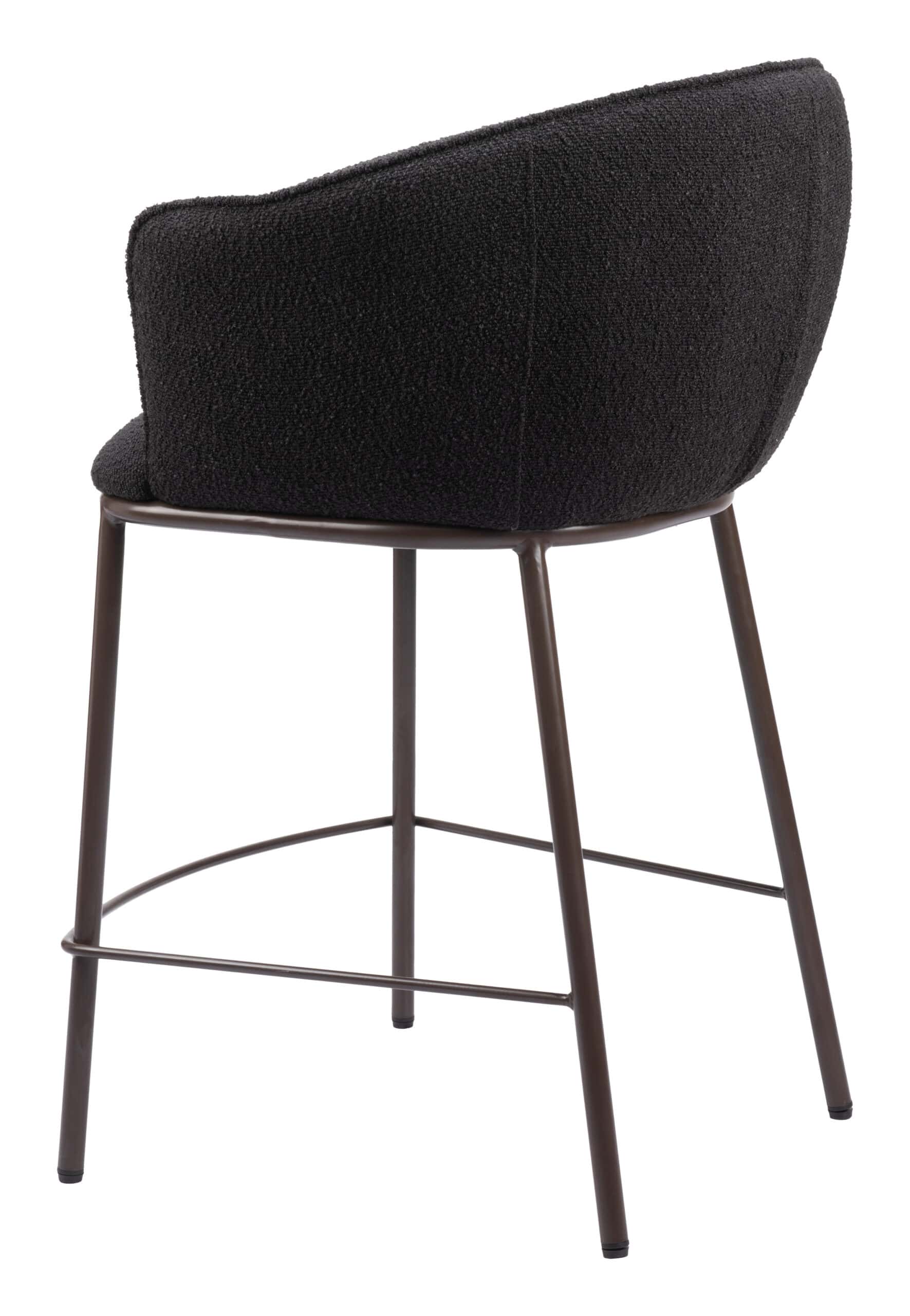 Black & Bronze Counter Stool with Teddy Fabric and Armrests 16 Black & Bronze Counter Stool with Teddy Fabric and Armrests